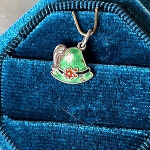 Antique 800/835 Silver Alps Hat with Colorful Enamel- .8 grams